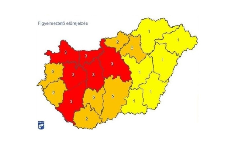 Négynaposra bővítette veszélyjelzését a meteorológiai szolgálat